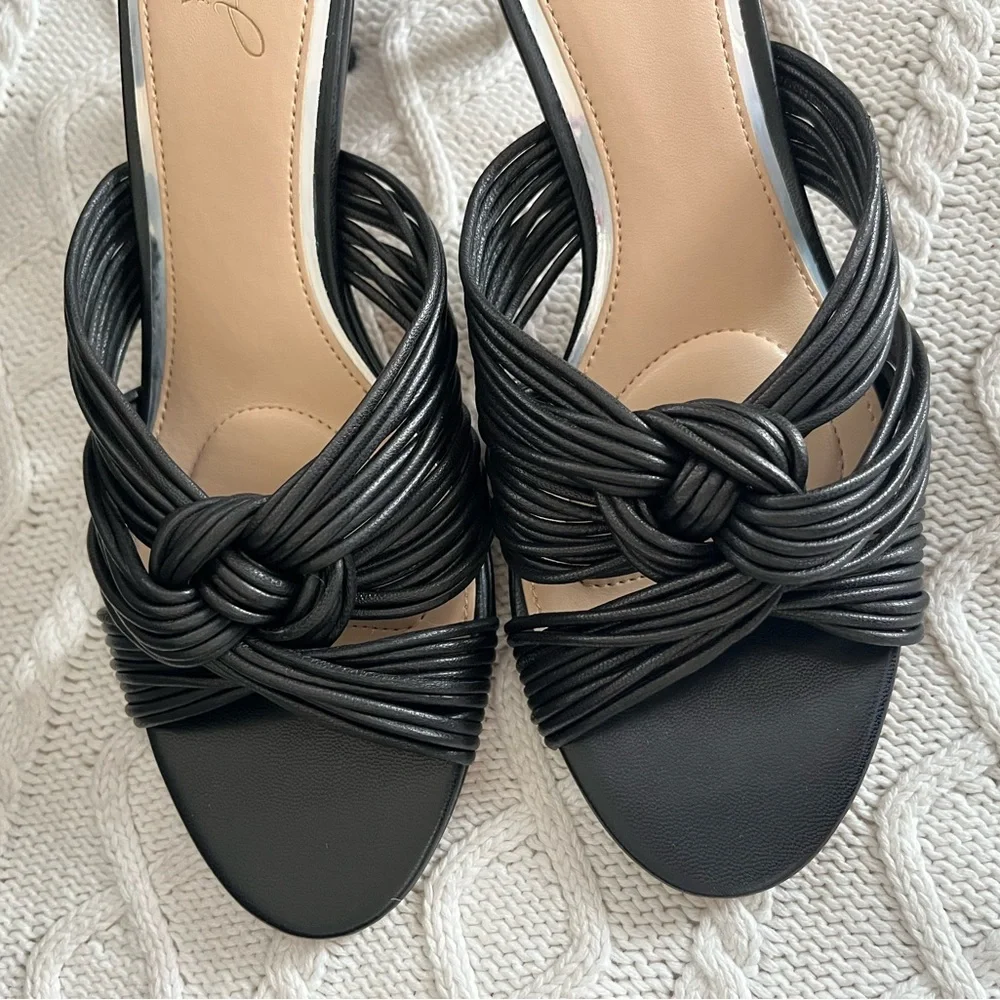 New! Jewel Badgley Mischka Black Heeled Slide Sandals Women’s Size 7.5 - Picture 5 of 14